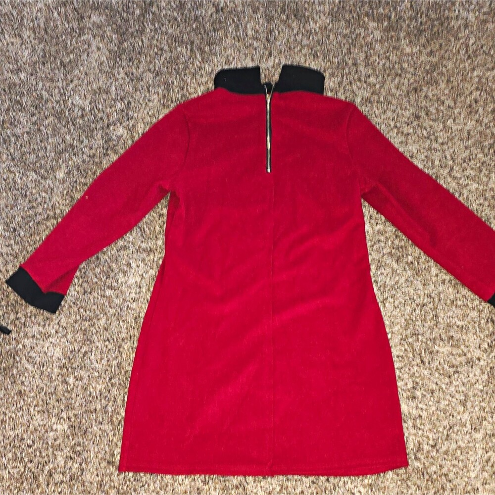 비등점 의상 Women’s Red/Black High Neck Half-Zip Shift Short Dress XL